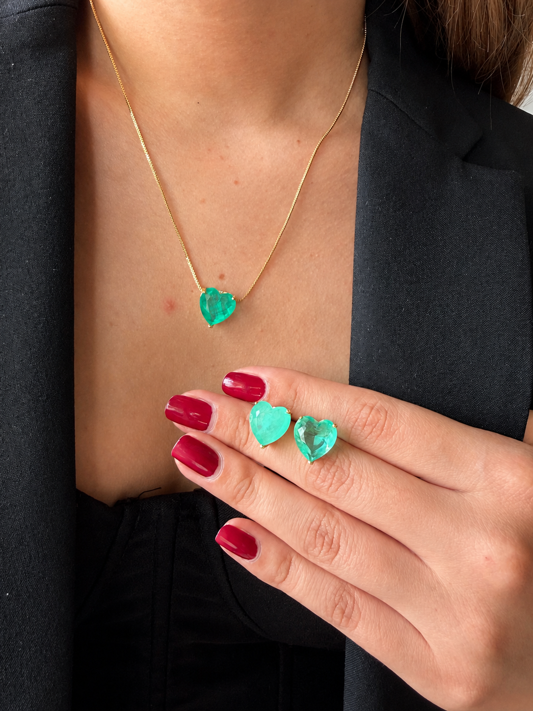 Set Esmeralda Corazon 12mm
