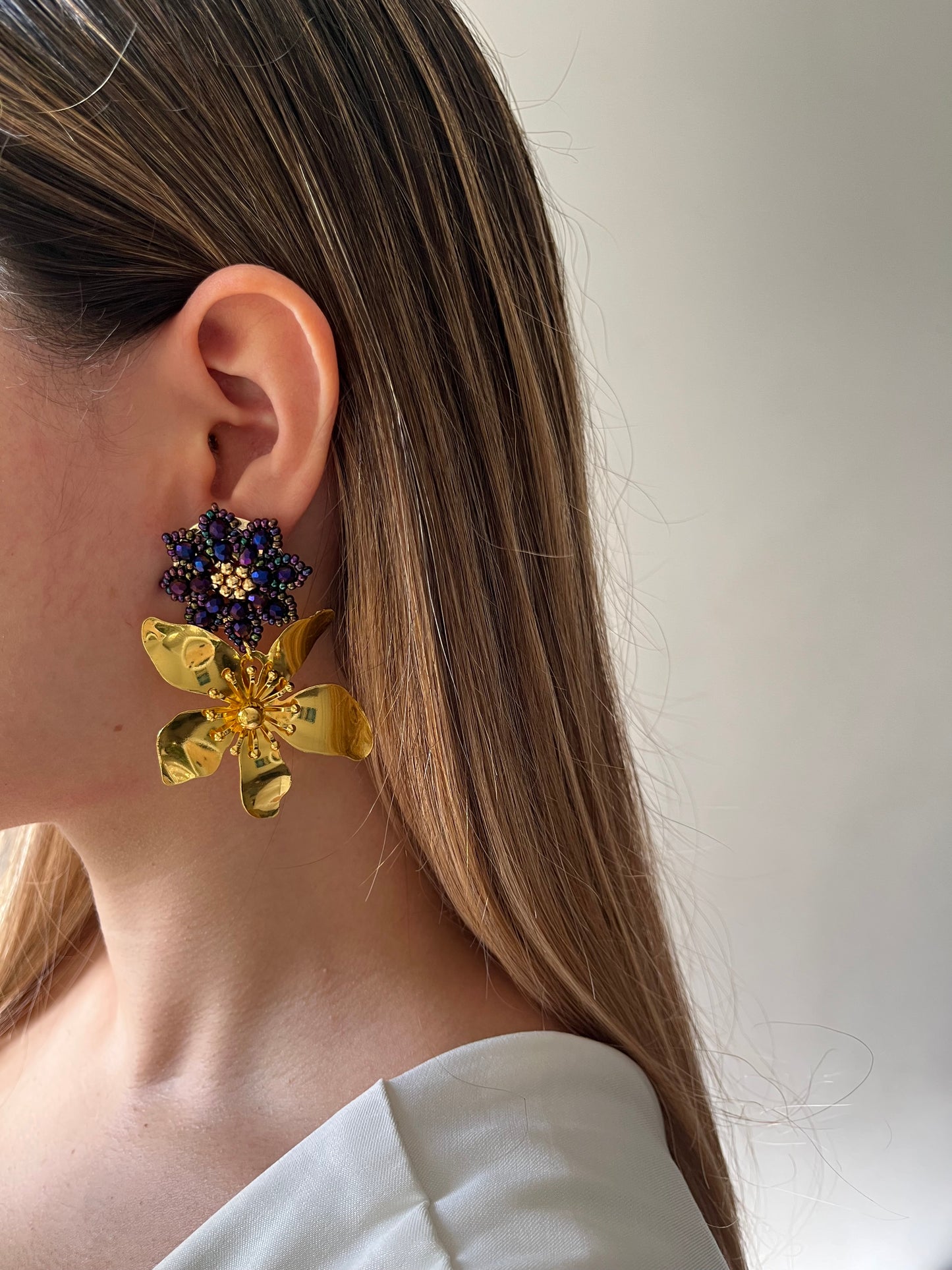 Aretes Bronce con Mostacilla