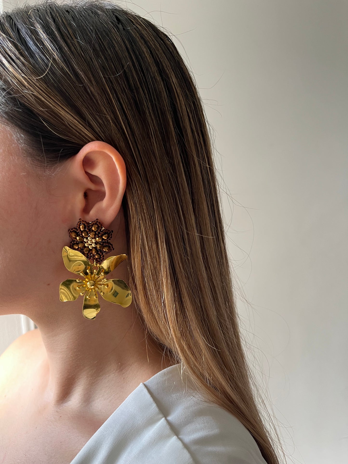 Aretes Bronce con Mostacilla