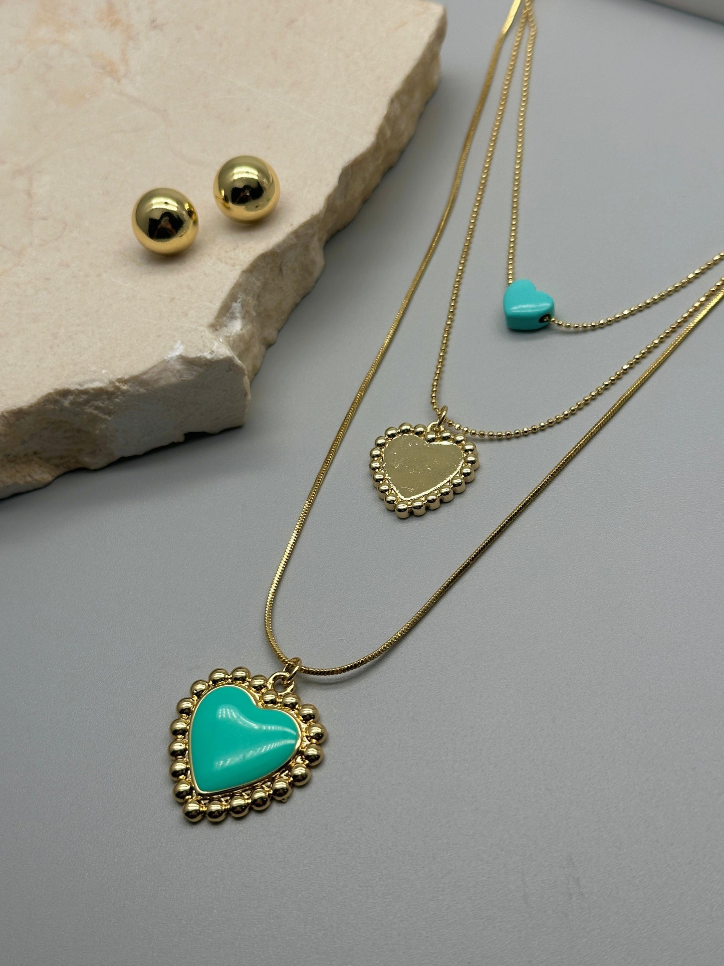 Set de Cadena Triple Corazon