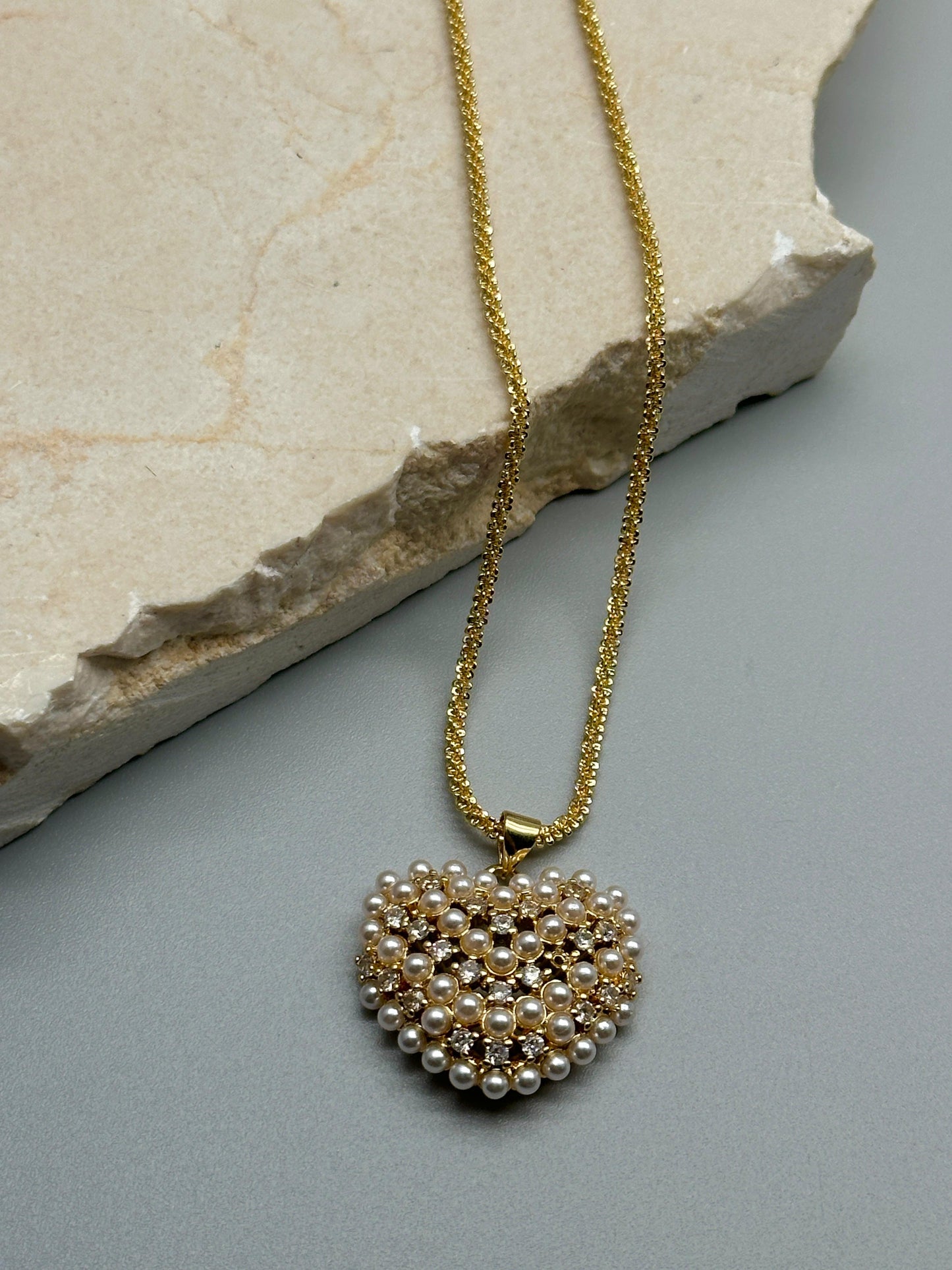 Cadena de corazon con perla