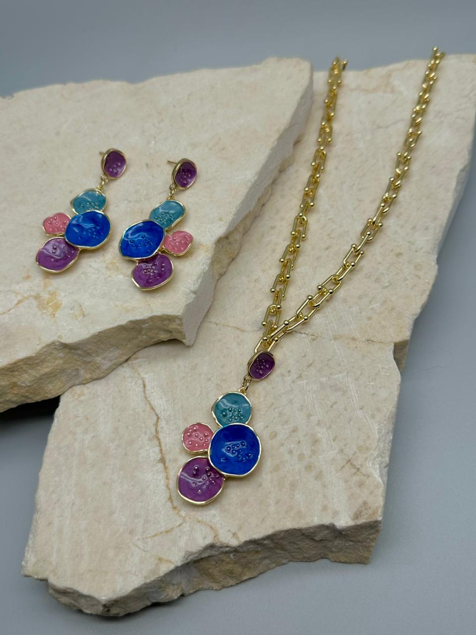 Set Flores Esmaltada