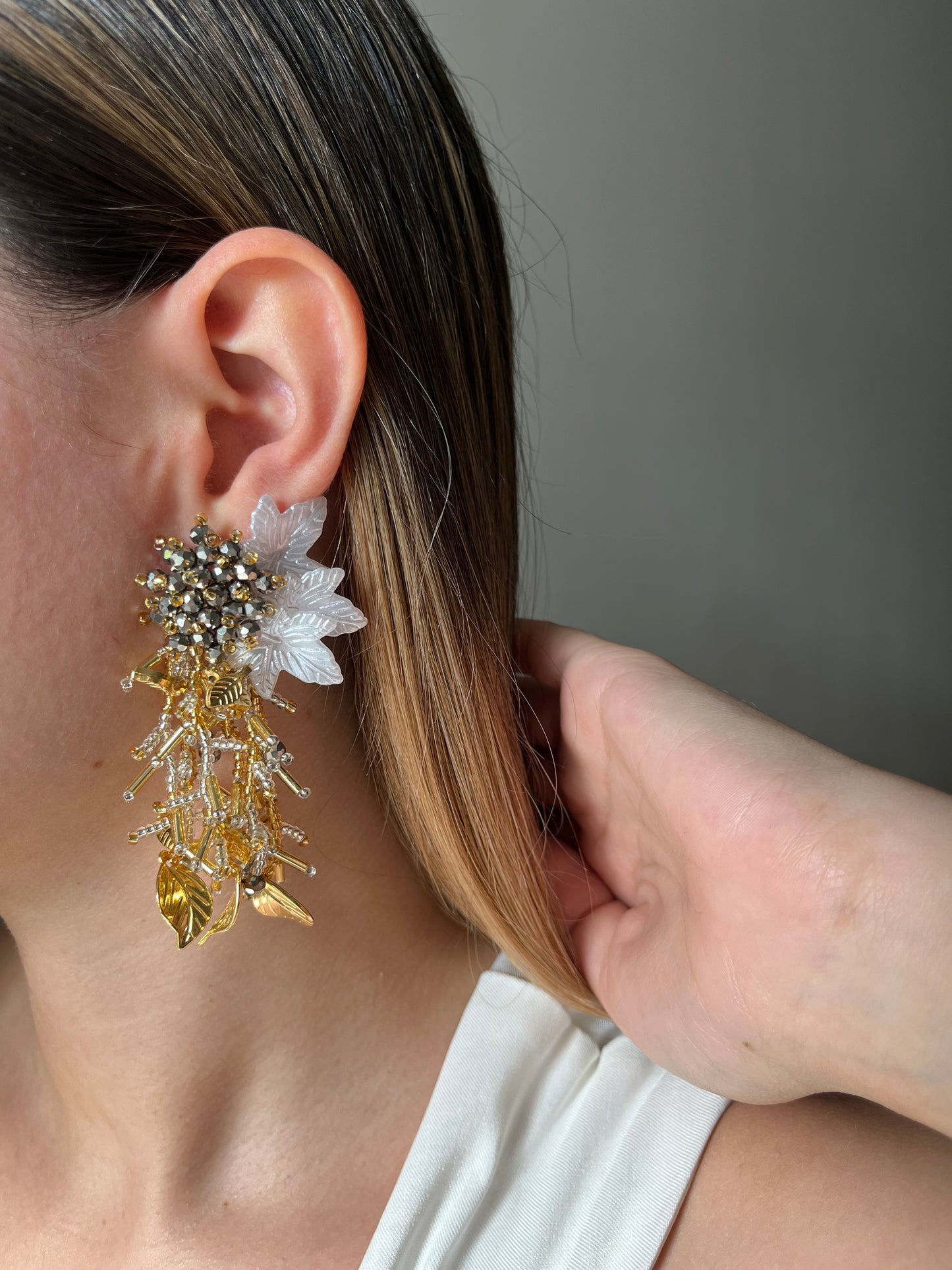 Aretes  Mostacilla con nacar