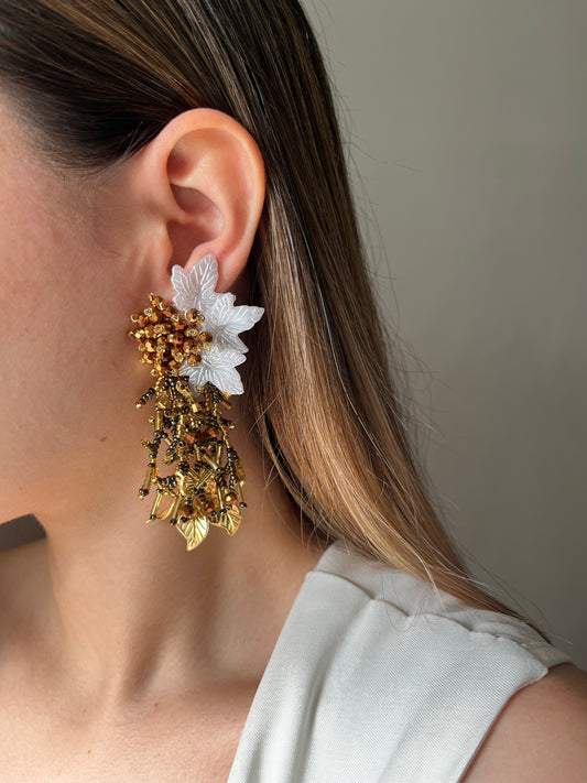 Aretes  Mostacilla con nacar