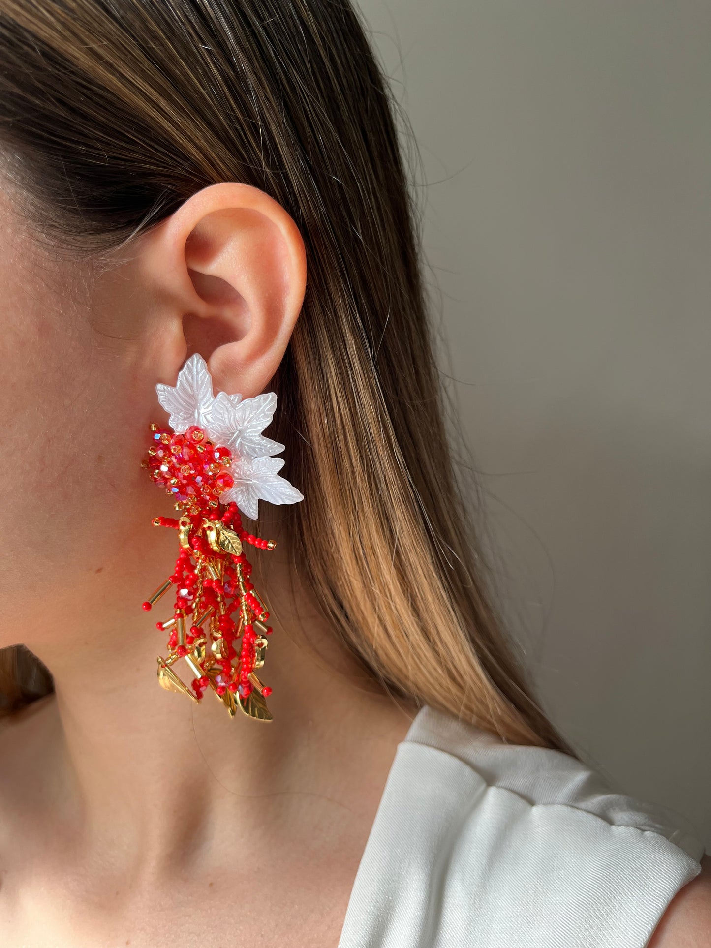 Aretes  Mostacilla con nacar