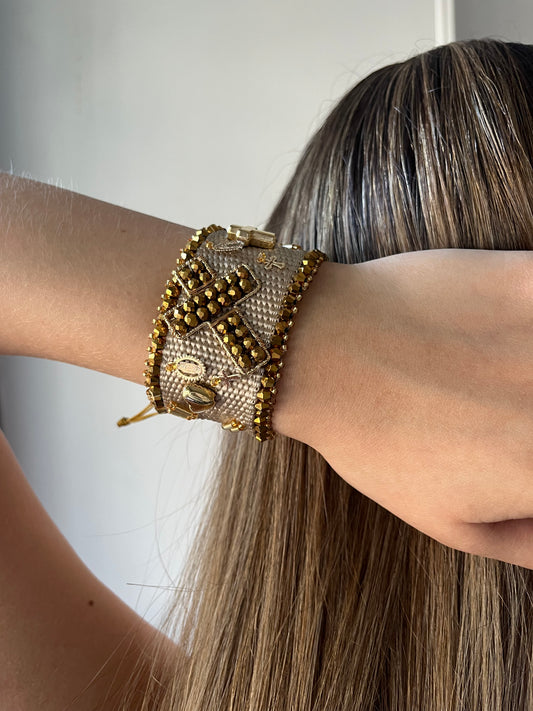 Pulseras de Cruz en crochet & cristal