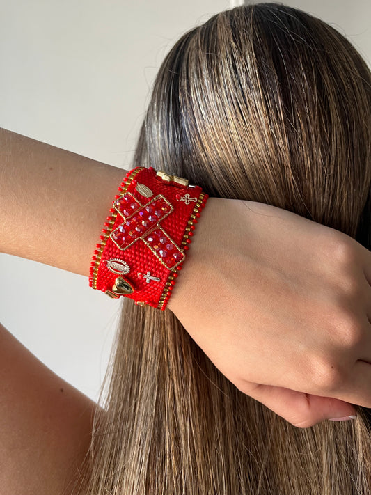 Pulseras de Cruz en crochet & cristal