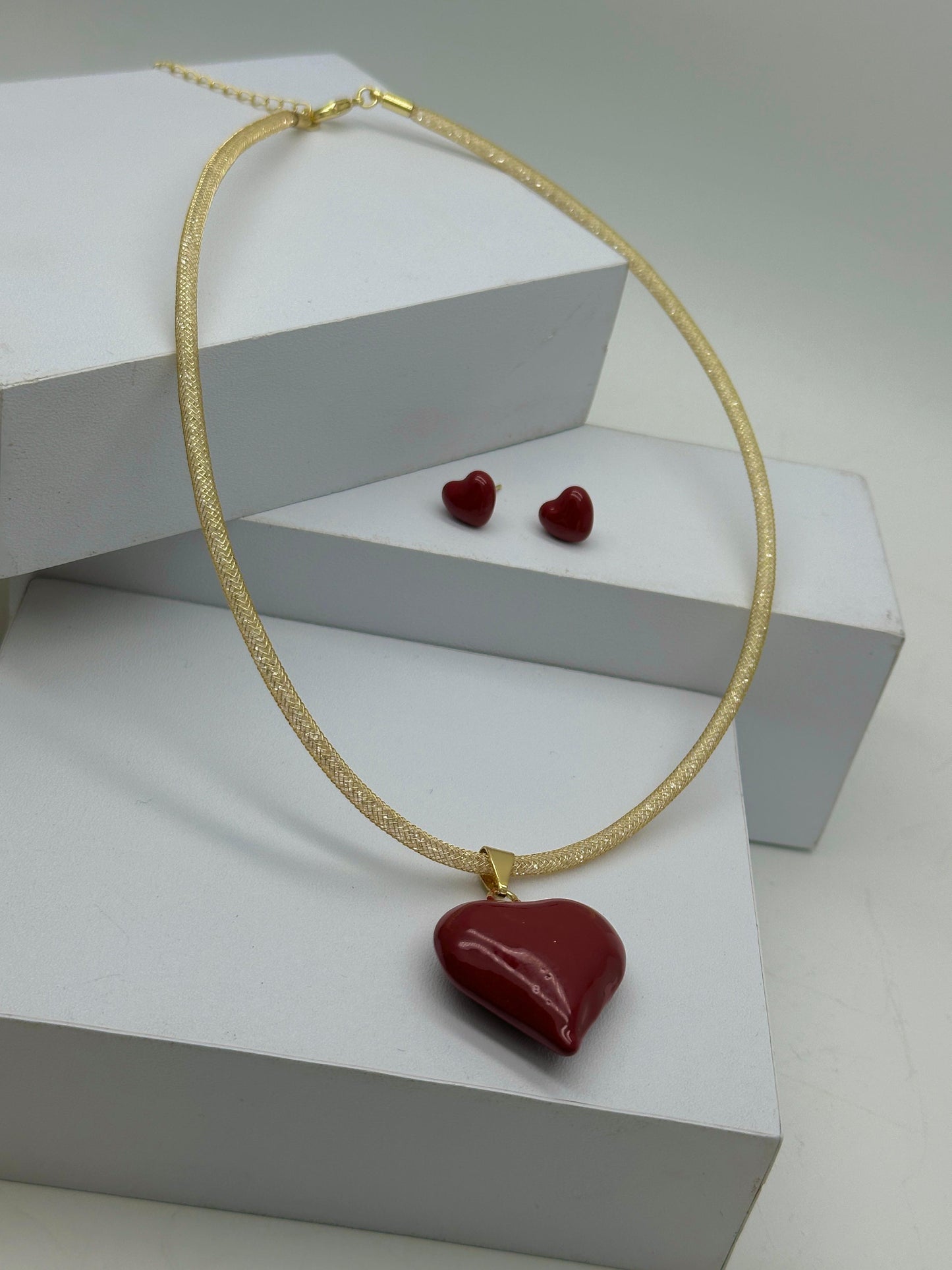 Set de Cadena  Corazon rojo