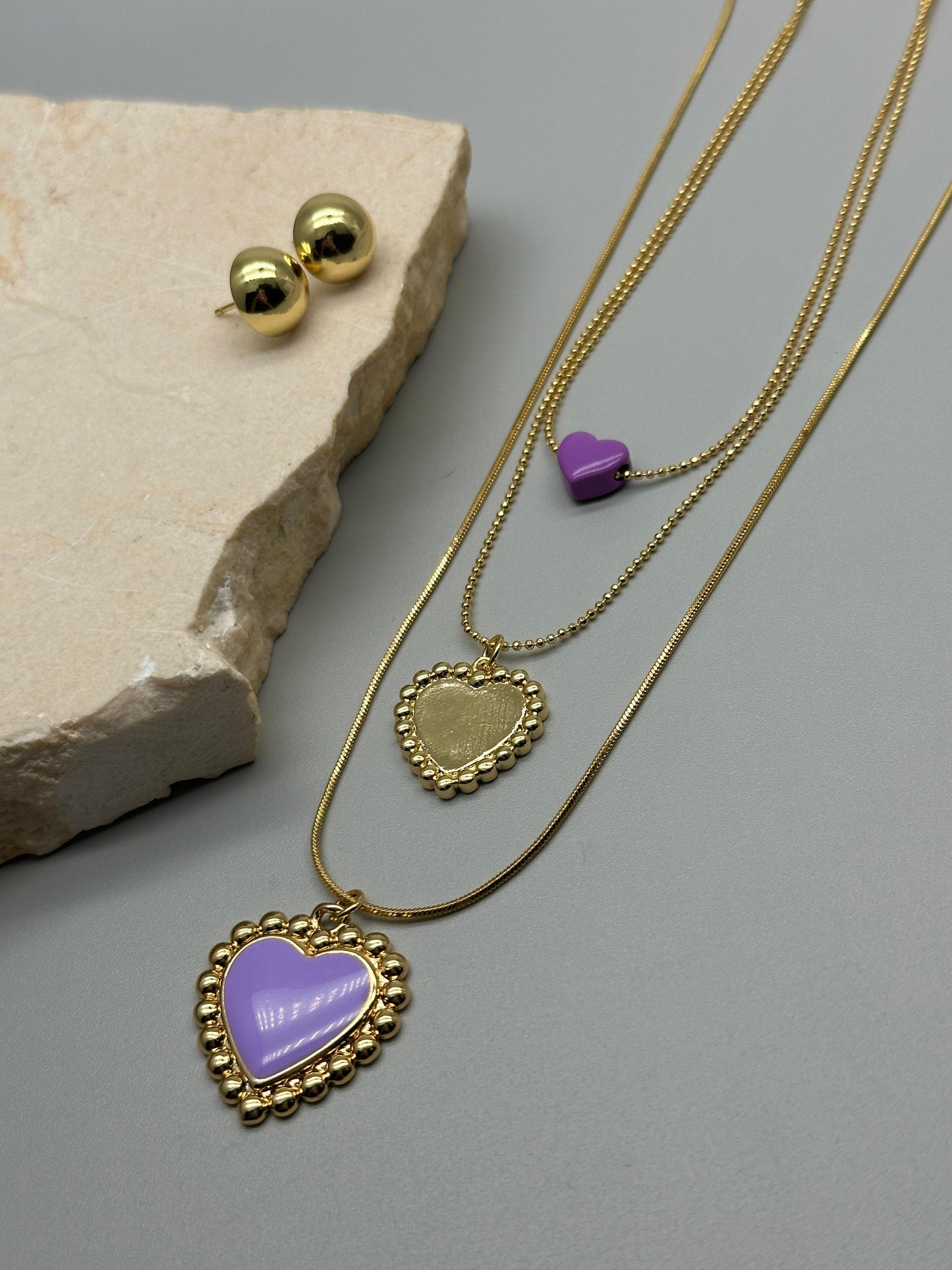 Set de Cadena Triple Corazon