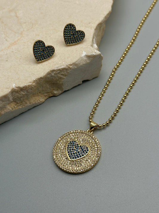 Set de Cadena Corazon con Circón