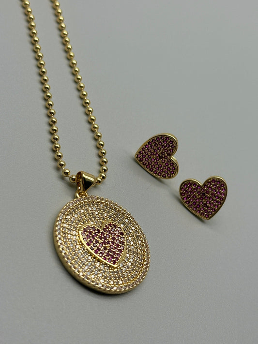 Set de Cadena Corazon con Circón