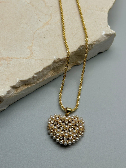 Cadena  de corazon con perla