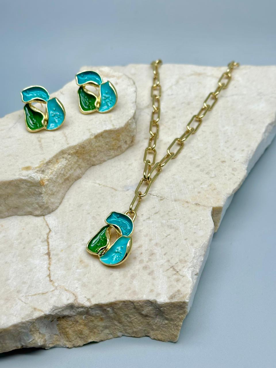 Set Flores Esmaltada