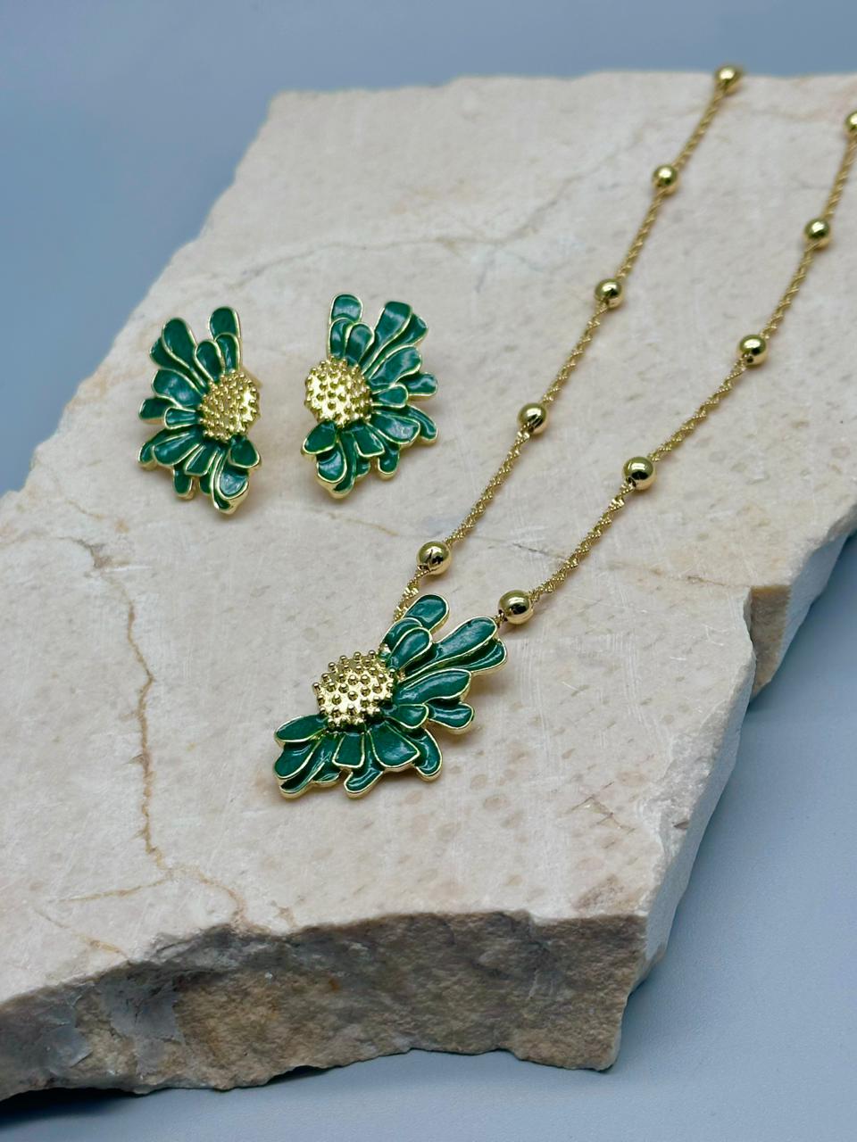 Set Flores Esmaltada