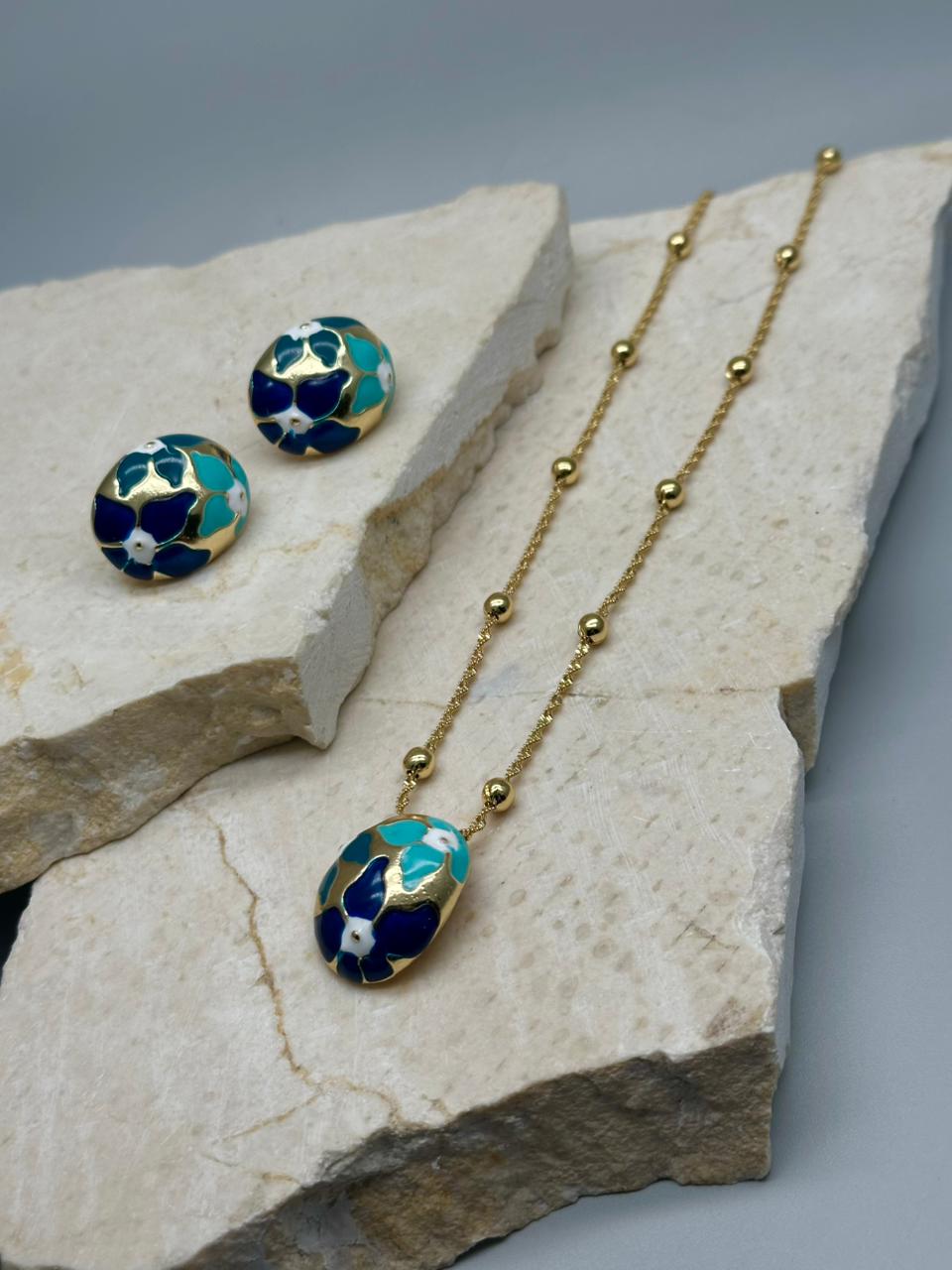 Set Flores Esmaltada