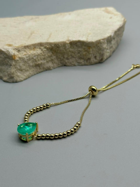 Pulsera con dije Esmeralda Gota 12mm