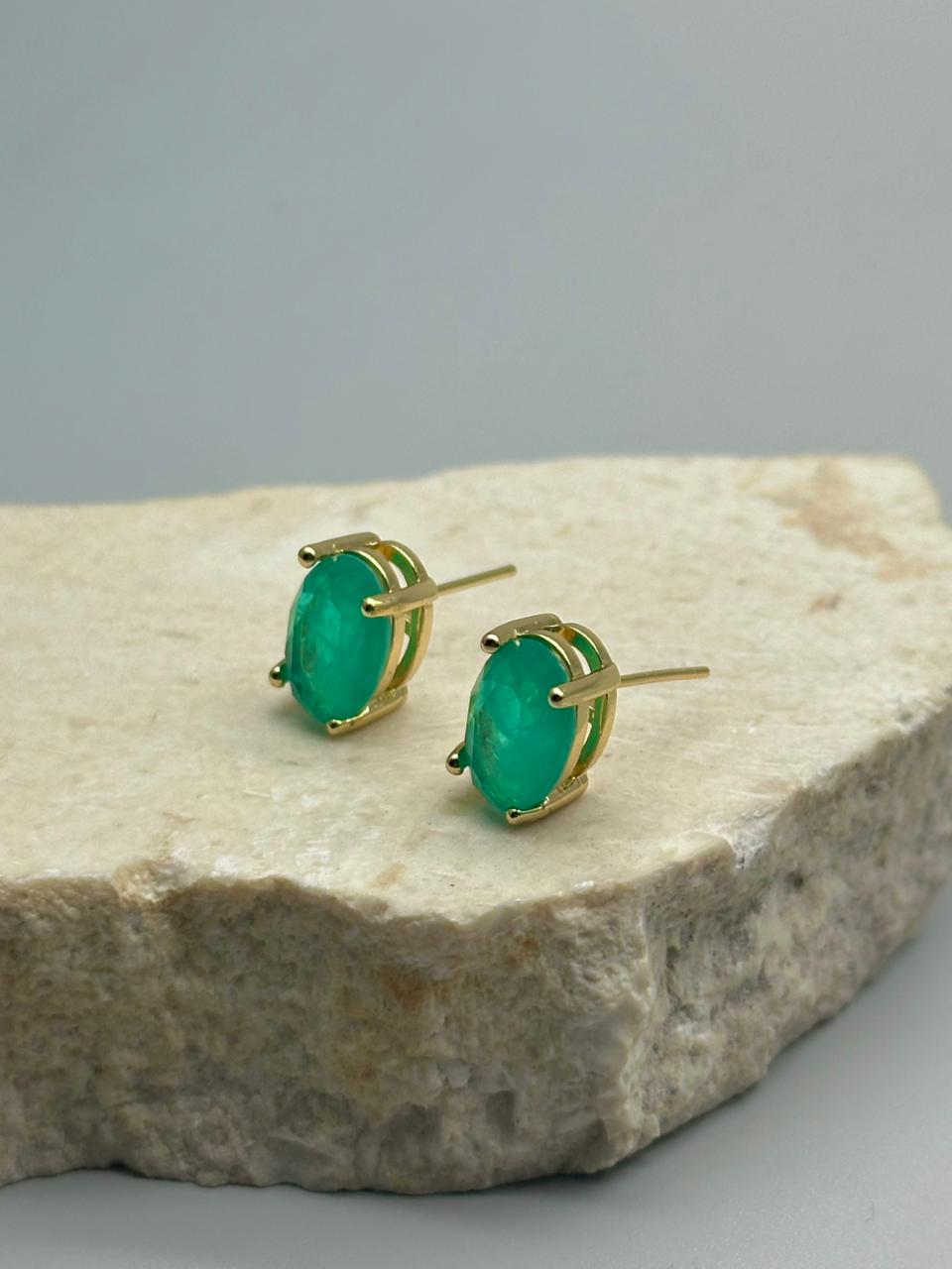 Topo Ovalado Esmeralda 12mm