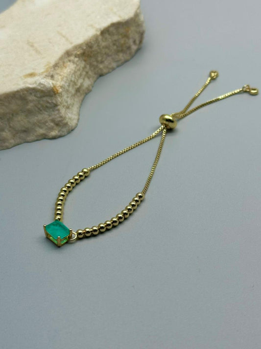 Pulsera con dije Esmeralda Cuadrado Mini 8mm