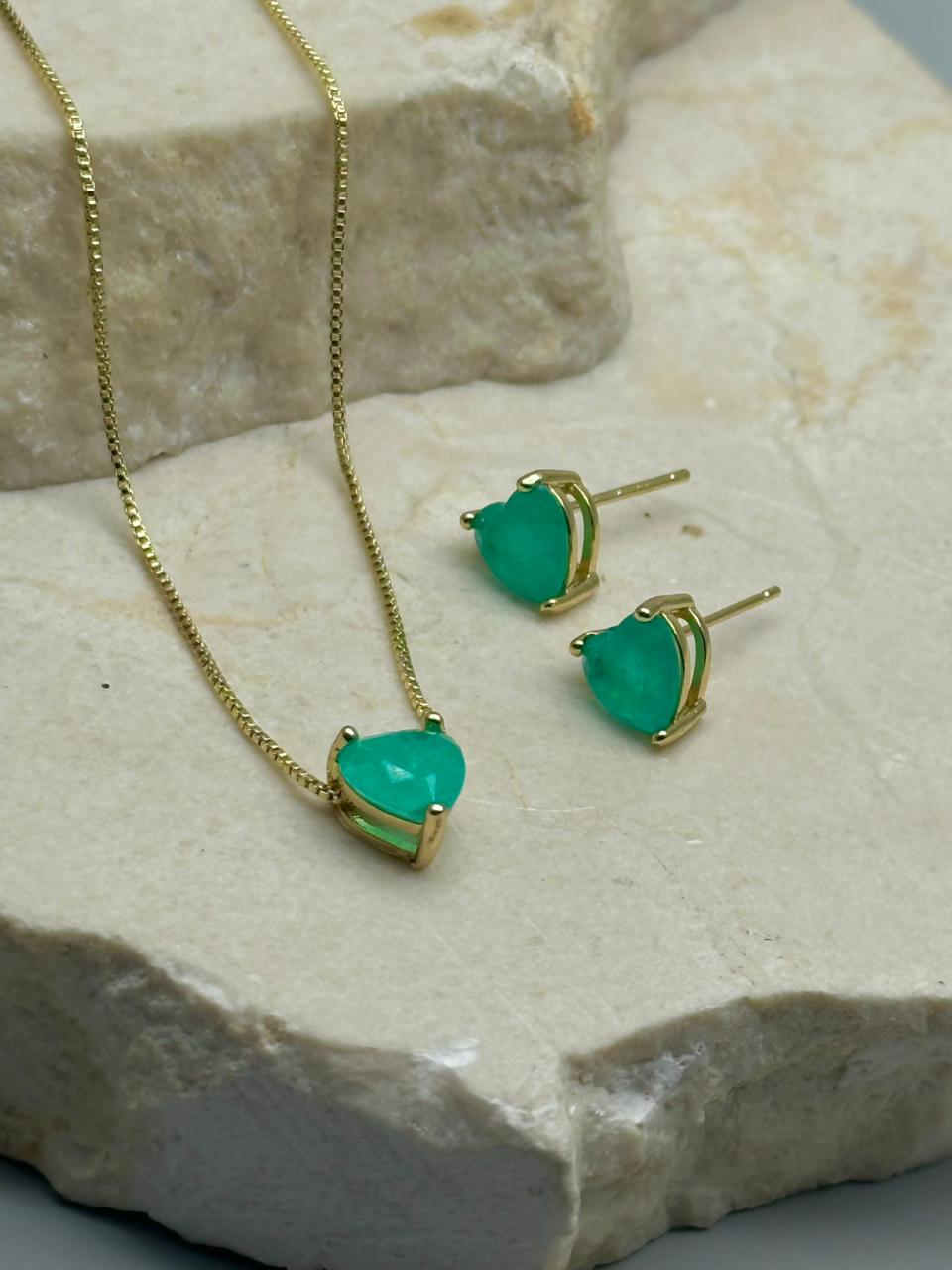 Set Esmeralda Corazon Mini 8mm