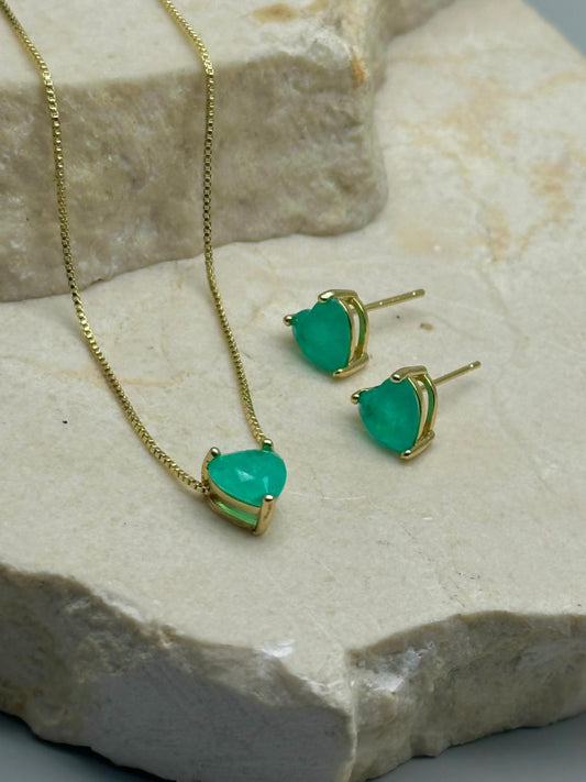 Set Esmeralda Corazon Mini 8mm