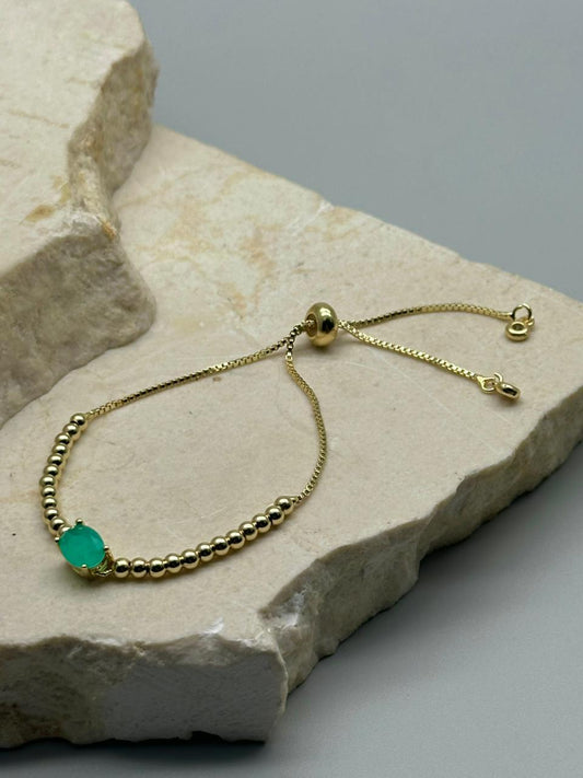 Pulsera con dije Esmeralda Ovalado Mini 8mm