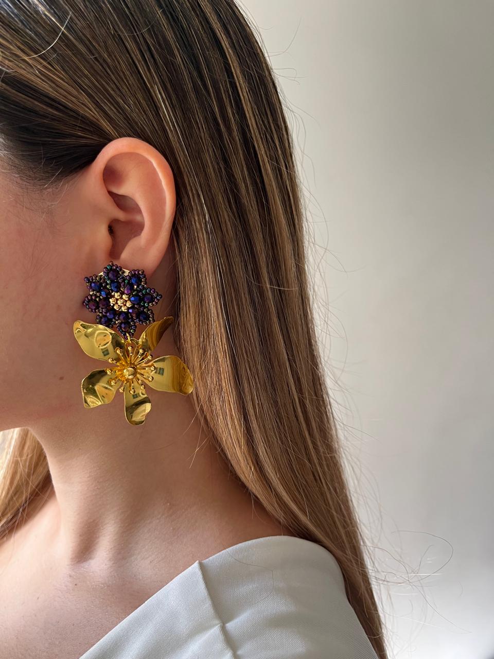 Aretes Bronce con Mostacilla