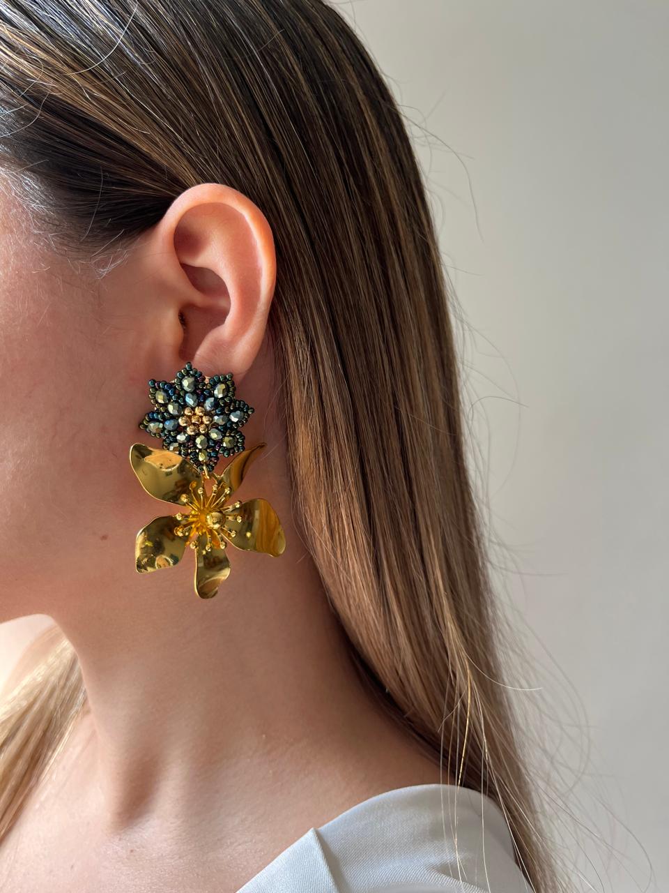 Aretes Bronce con Mostacilla